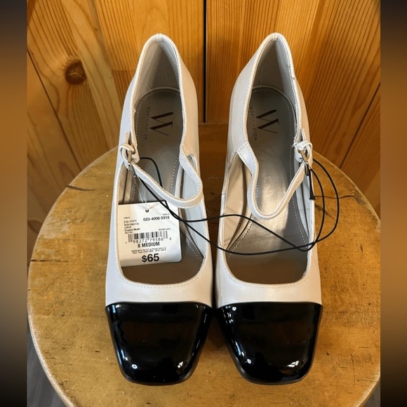 Chic Cream and Black Mary Jane Heels - Picture 3 of 9